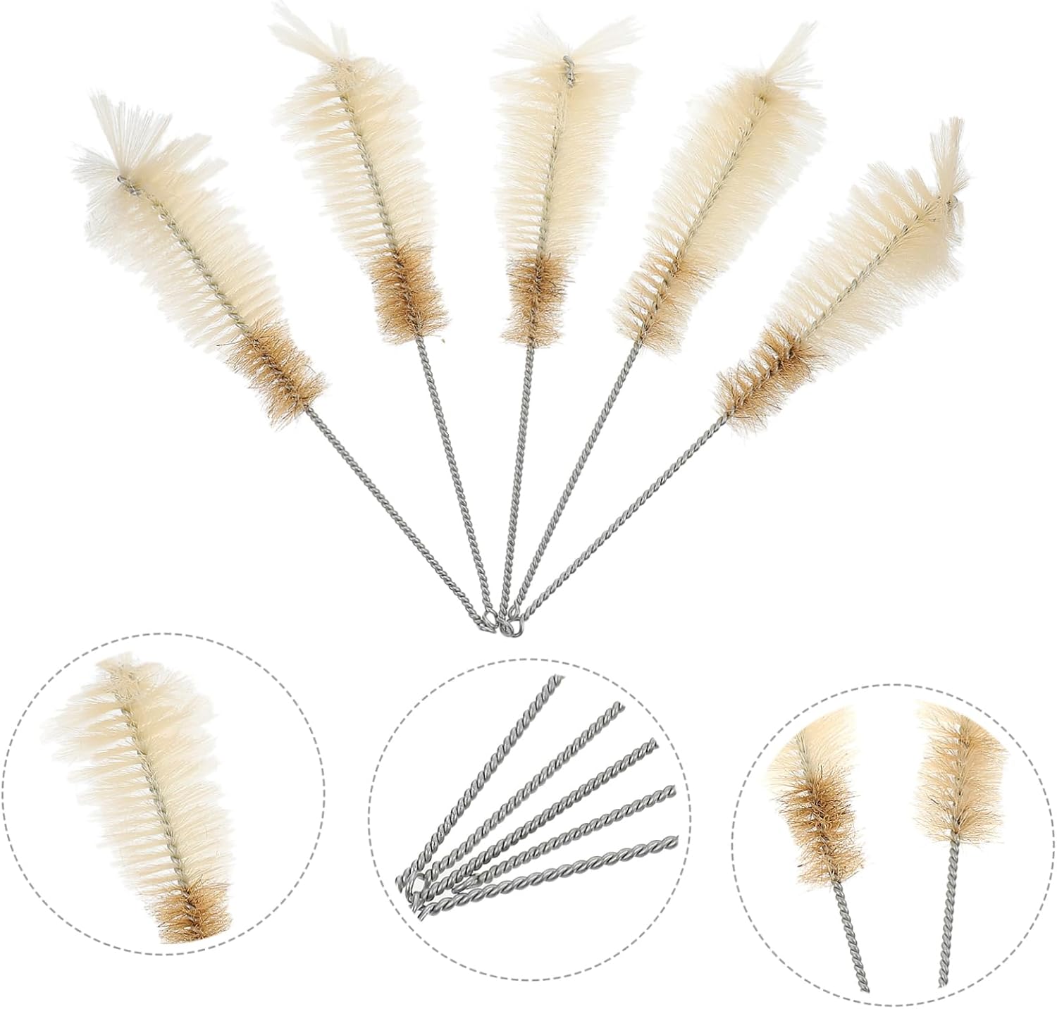 5pcs Nylon Conical Flask Brush for Cleaning Laboratory Erlenmeyer Flasks Practical Tube Cleaner with Comfortable Grip for Efficient Lab Use and Easy to Store