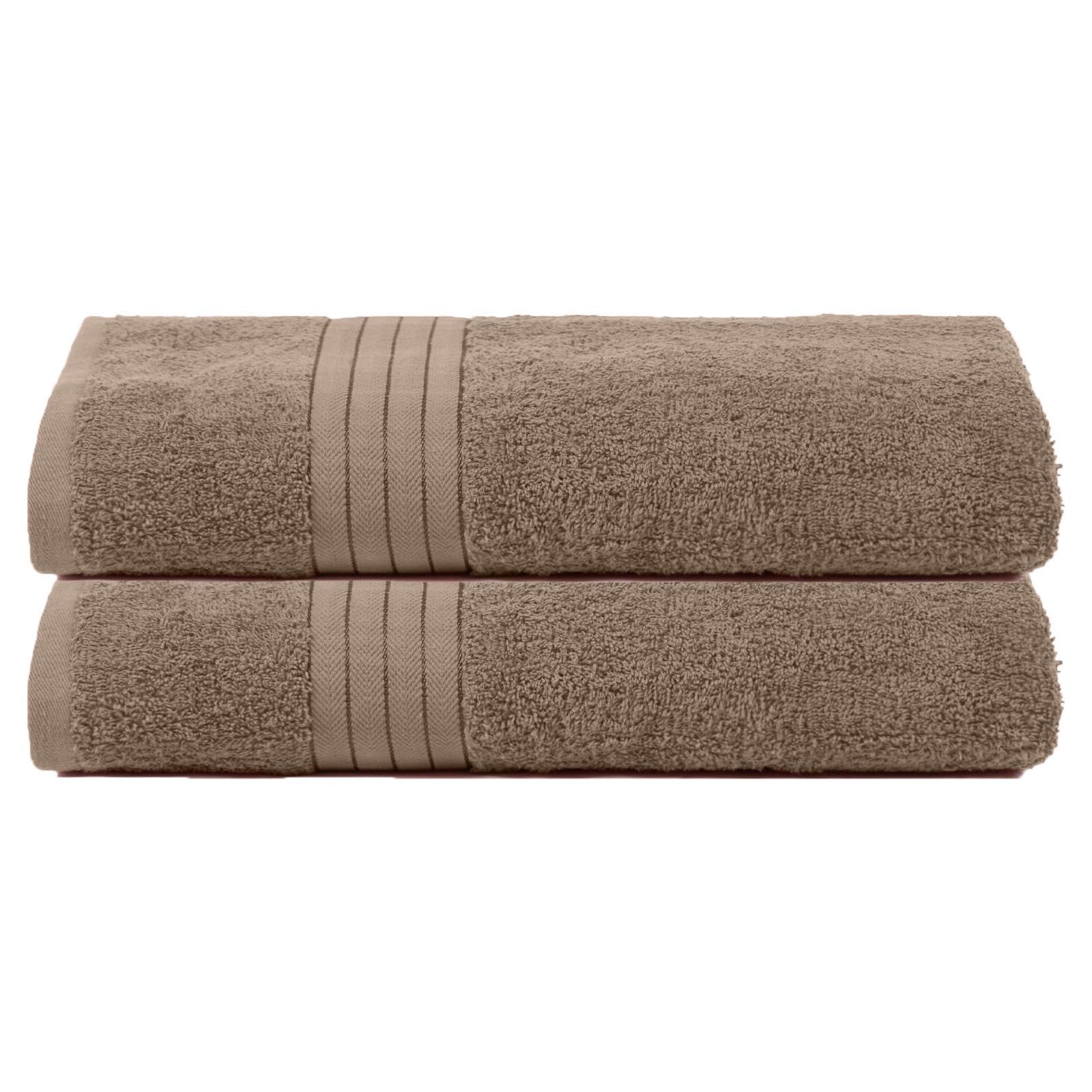 Brentfords Towels Bath Sheets Light Brown, Super Soft Feel 100% Cotton Bathroom Towels Quick Drying Homeware Accessories Highly Absorbent Towel Set, 2 Piece