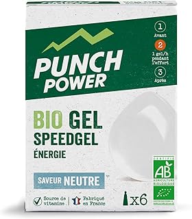 PUNCH POWER - SPEEDGEL Neutre - Boîte 6 gels x 25 g - Gel Energetique d'Endurance - Bio - Sans Colorant - Sans Conservateur - Sans arôme artificiel - Marque Française