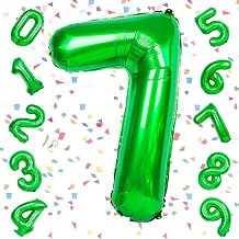 EXGOX Number Balloons, Large, Green, Birthday, Number 7, Foil Balloons, 32 inches, Happy Birthday, Party, Coming-of-Age Ceremony, School Entrance, Graduation, Anniversary, Celebration, Decoration