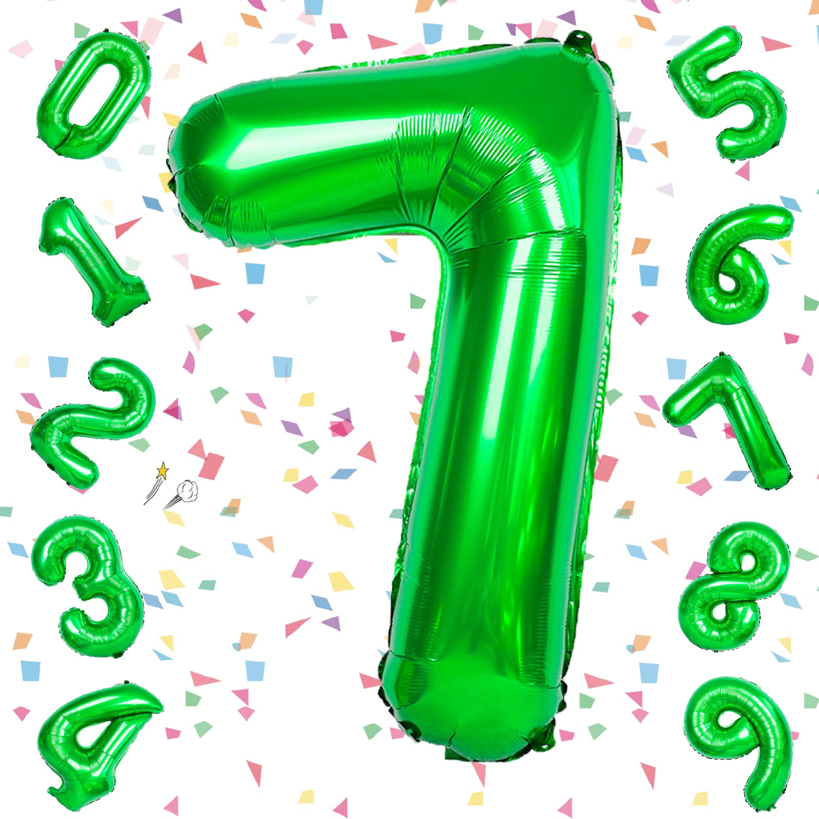 Amazon | EXGOX 数字 バルーン 大きい グリーン 誕生日 ナンバー 7 