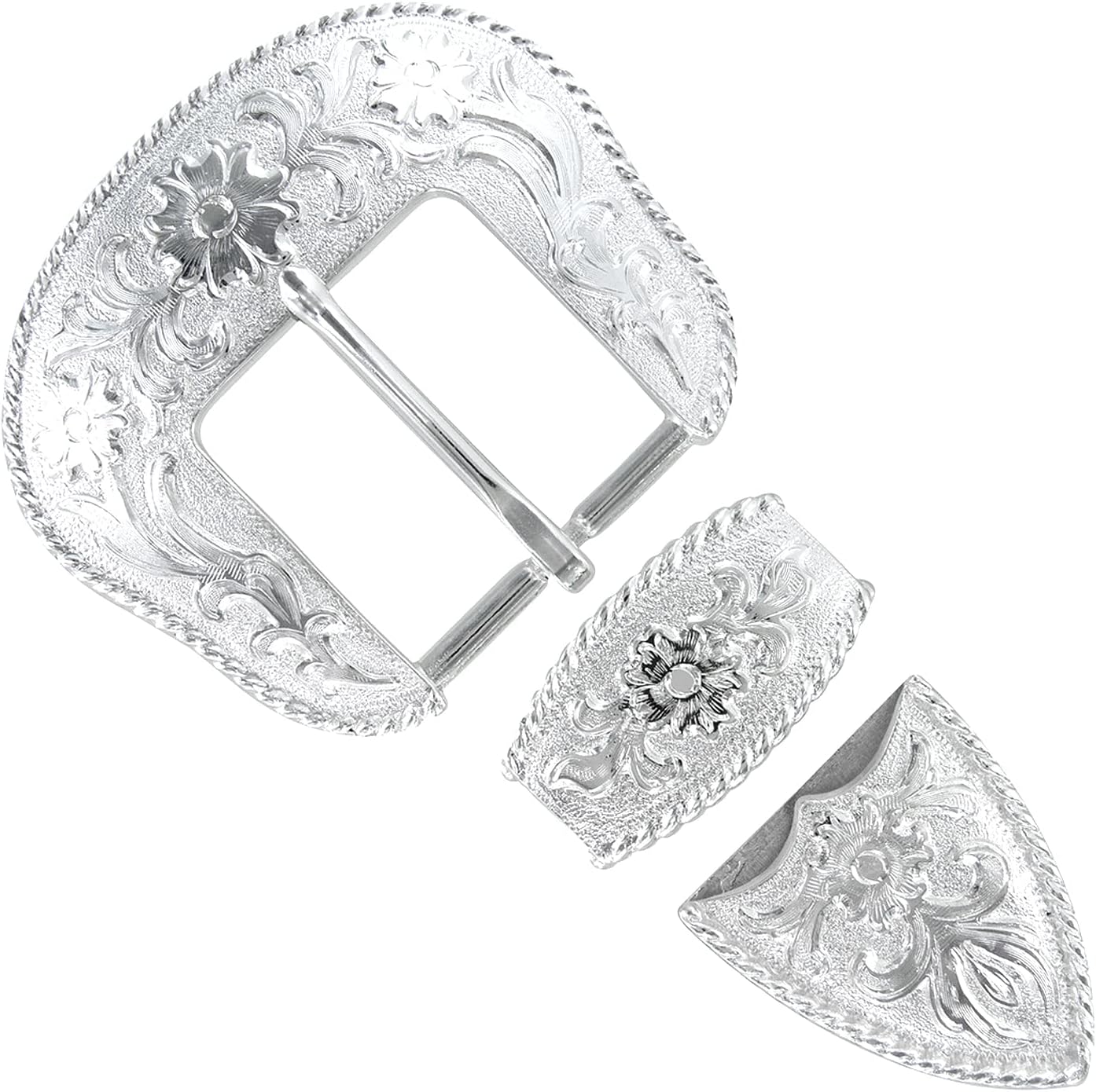 Cowboy Cowgirl Western Floral Engraved Replacement Belt Buckle Set fits 1-1/2"(38mm) Belt Strap