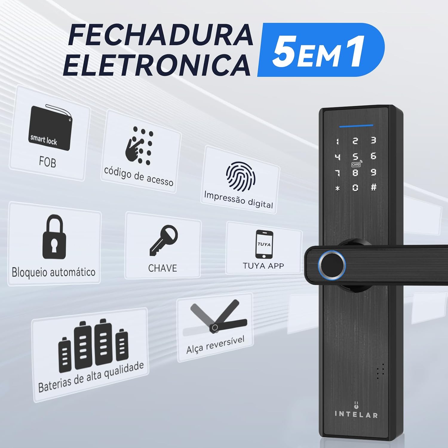 Fechadura Digital Inteligente Smart Lock, WIFI Fechadura compatível com Tuya APP+Transmissão de voz em português+Impressão digital, senhas, cartão e chave mecânica Desbloqueio (X1) Fechadura Digital Inteligente Smart Lock, WIFI Fechadura compatível com Tuya APP+Transmissão de voz em português+Impressão digital, senhas, cartão e chave mecânica Desbloqueio (X1)