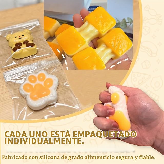 Foto 3 de 6 de Afufu Mochi Squishy Juguetes Kawaii Squishies 4 Set, Juguete Antiestres para Niños 4-12 Años