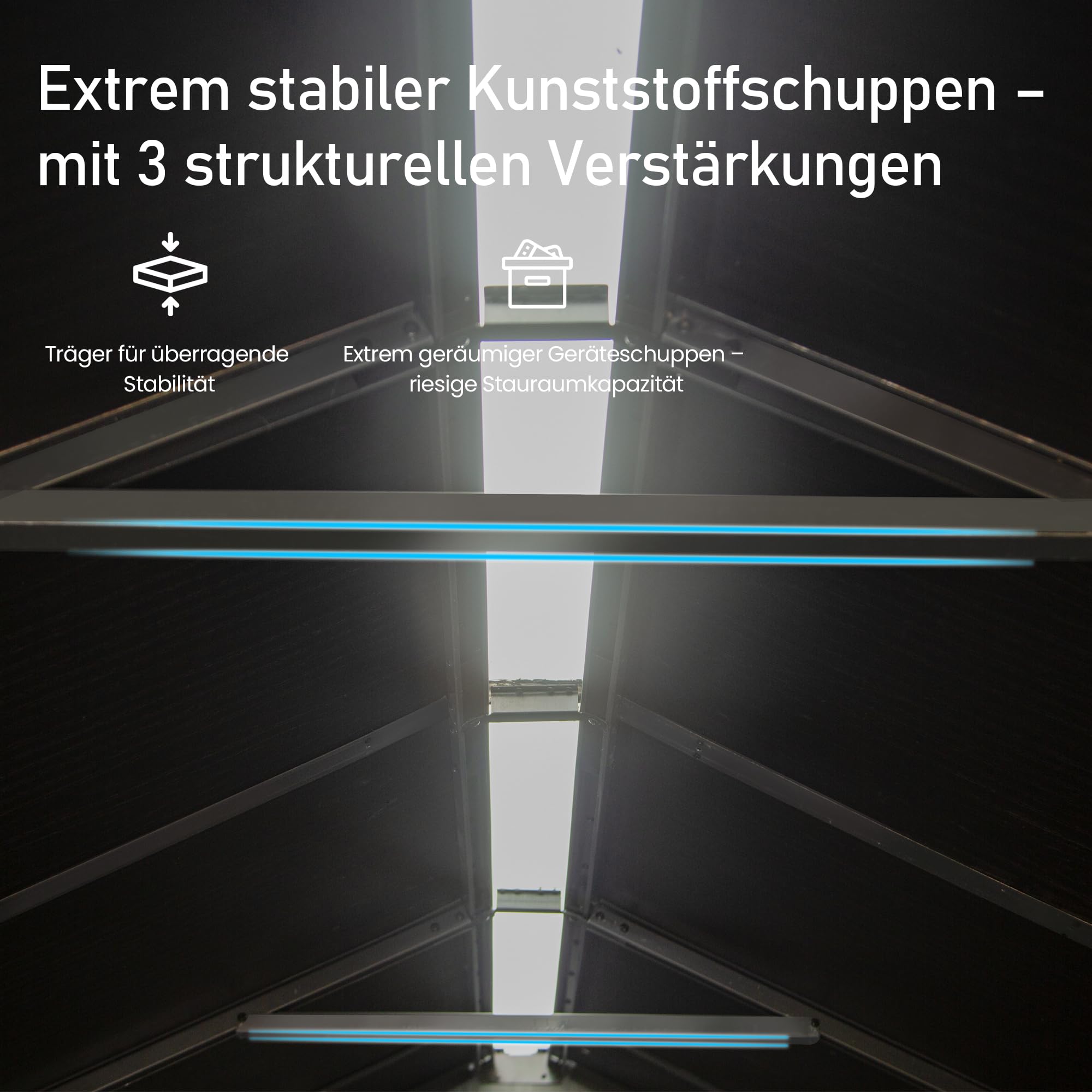 Gartenhaus Kunststoff Wetterfest UV-beständig Doppelwand-Konstruktion abschließbar Gartenschuppen 2,4 x 2,4 m Grau