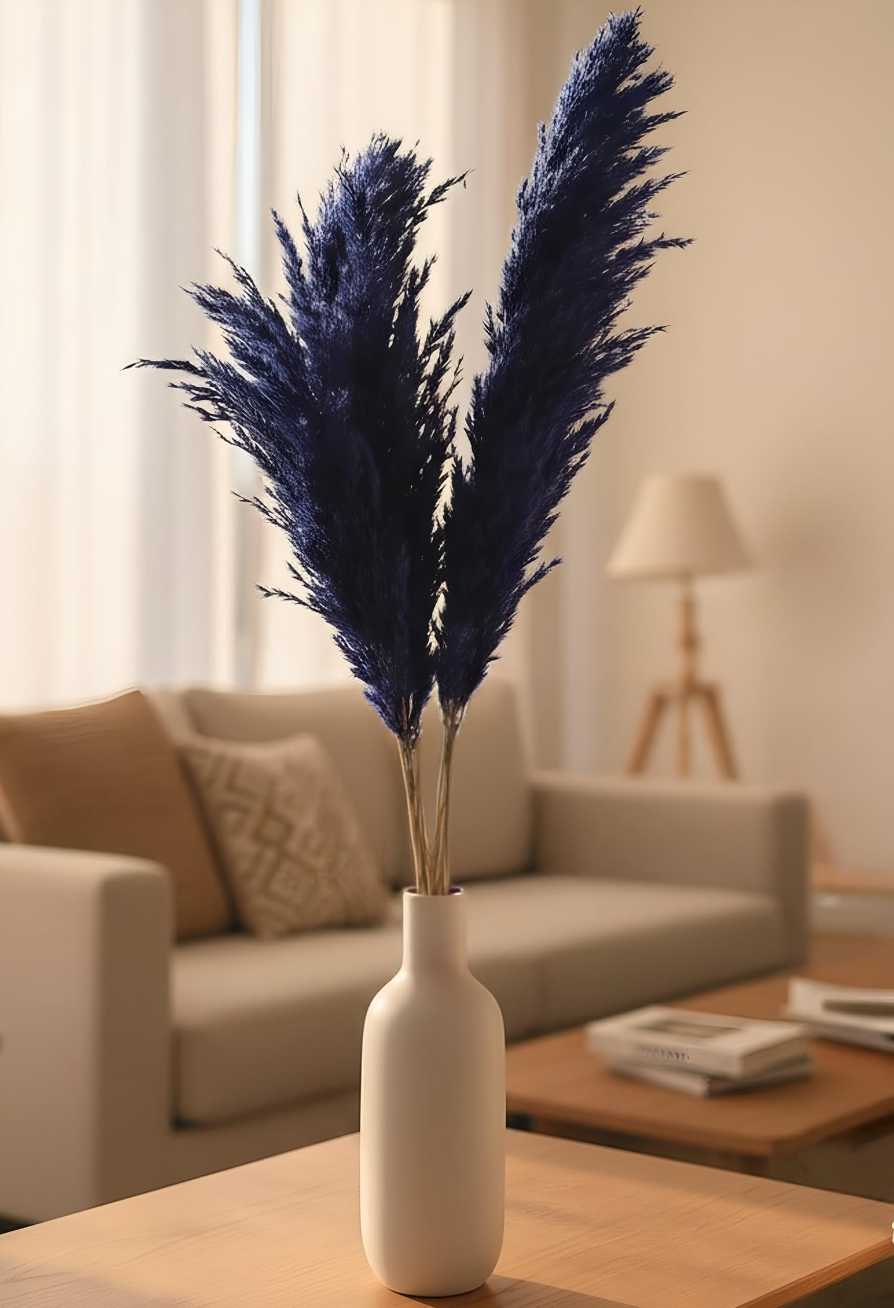 Versailles Extra Fluffy Purple Pampas Grass - 5 Piece Preserved Purple Pampas Plumes for Boho Home Decor, Tall Vase Filler, and Modern Wedding Table Centerpieces-image-44