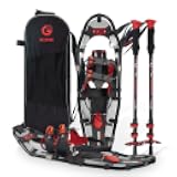 G2 21/25/30 Inches Light Weight Snowshoes for Women Men Youth, Set with Trekking Poles, Carrying Bag, Snow Baskets, Special EVA Padded One-Pull Binding, Heel Lift, Toe Box, Orange/Blue/Red Available
