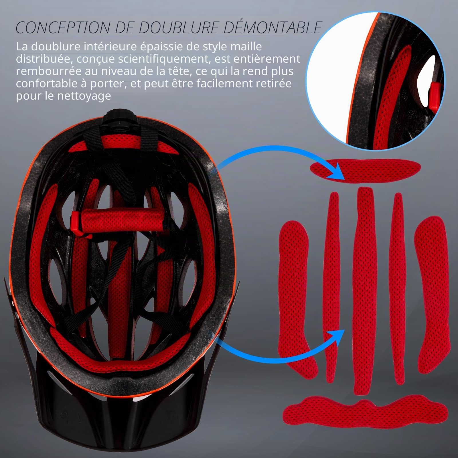 Casque de vélo pour adulte - Casques de vélo pour femme - Casque de vélo certifié léger réglable avec visière amovible pour VTT et vélo de route