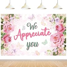 We Appreciate You Banner Backdrop Party Decoration Employee Staff Appreciation Gifts Thank You Background Photography Photo Props for Congrats Grad Teacher Doctor Nurses Retirement (Floral)