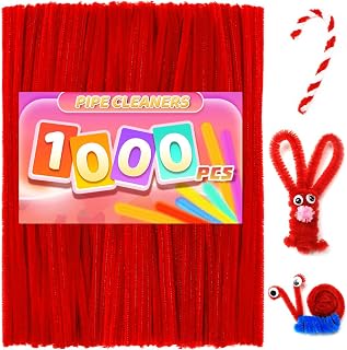 Praisebank 1000pcs Red Pipe Cleaners for Crafts