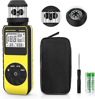 Anemometer Handheld Wind Cup Anemometer with Direction, Wind Speed Meter with 360°Wind Directions and Temp(℃/℉) Measuring Air Speed Air Volume for HVAC Vents, Boat Sailing, Shooting