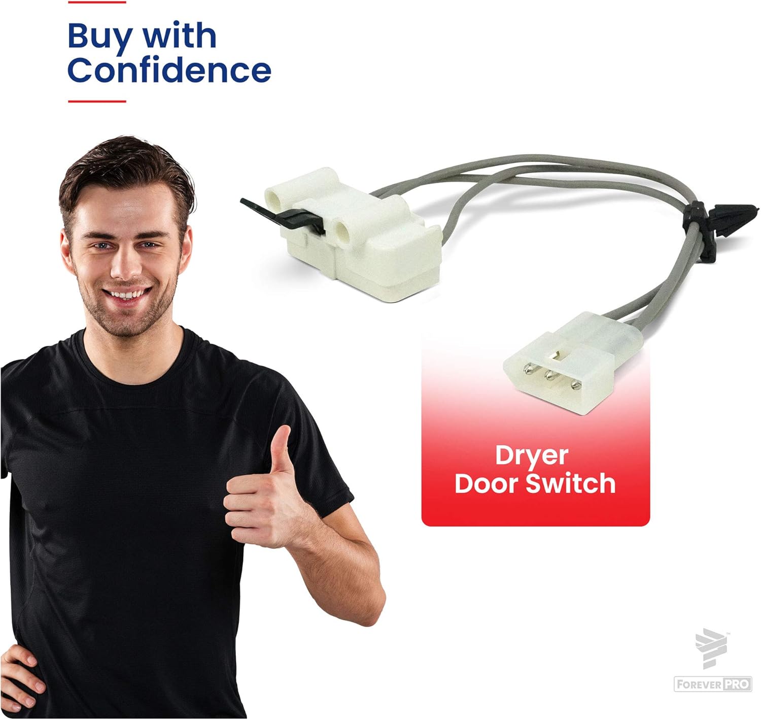 ForeverPRO 3406105 Dryer Door Switch Assembly for Whirlpool Dryer 3405104 3405105 3406104 528947