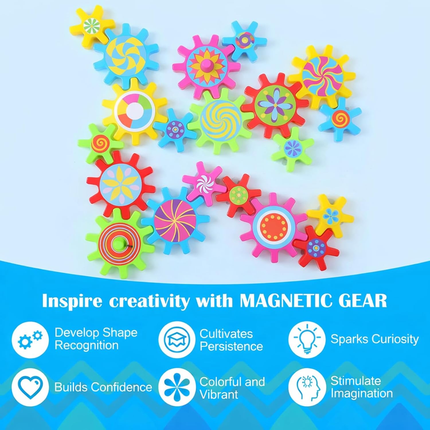 72 Pcs Magnetic Gears Interchangeable Learn Magnetic Spinning Gears for Magnetism Refrigerator or Whiteboard (Colorful Style)