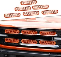 Vista 9 de JeCar Insertos de rejilla delantera, marco de rejilla de malla, accesorios exteriores compatibles con Ford Bronco 2021-2023, negro mate