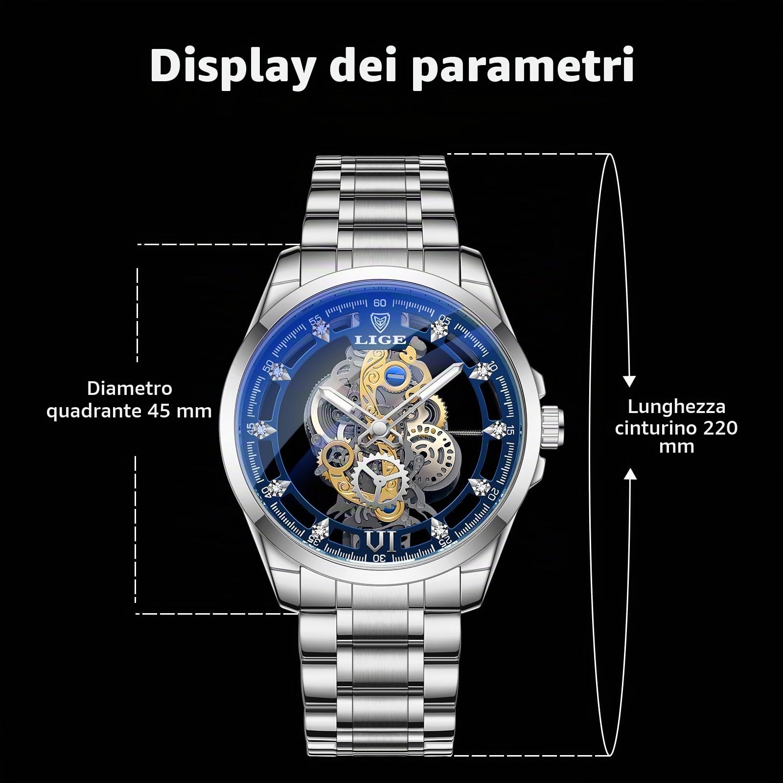 LIGE Orologio da uomo 3ATM impermeabile in acciaio inossidabile analogico al quarzo sportivo cronografo classico bracciale orologi,Regali per gli uomini