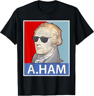 Vintage Alexander Hamilton Portrait Sunglasses Dollar Bill T-Shirt