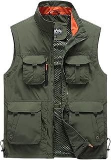 Gihuo Men's Lightweight Softshell Sleeveless Golf Vest with Zipper Pockets for Travel Hiking Fishing Safari Outwear