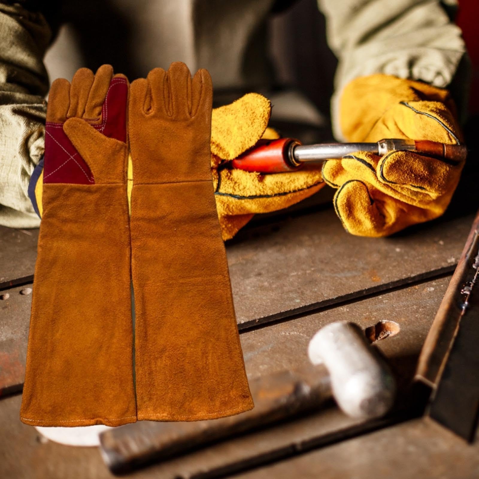 MagiDeal Gants de Travail Anti-morsures pour Animaux de 23,6 Pouces, Gants de Protection légers et multifonctionnels, 60 Cm 2 Couches D'épaisseur