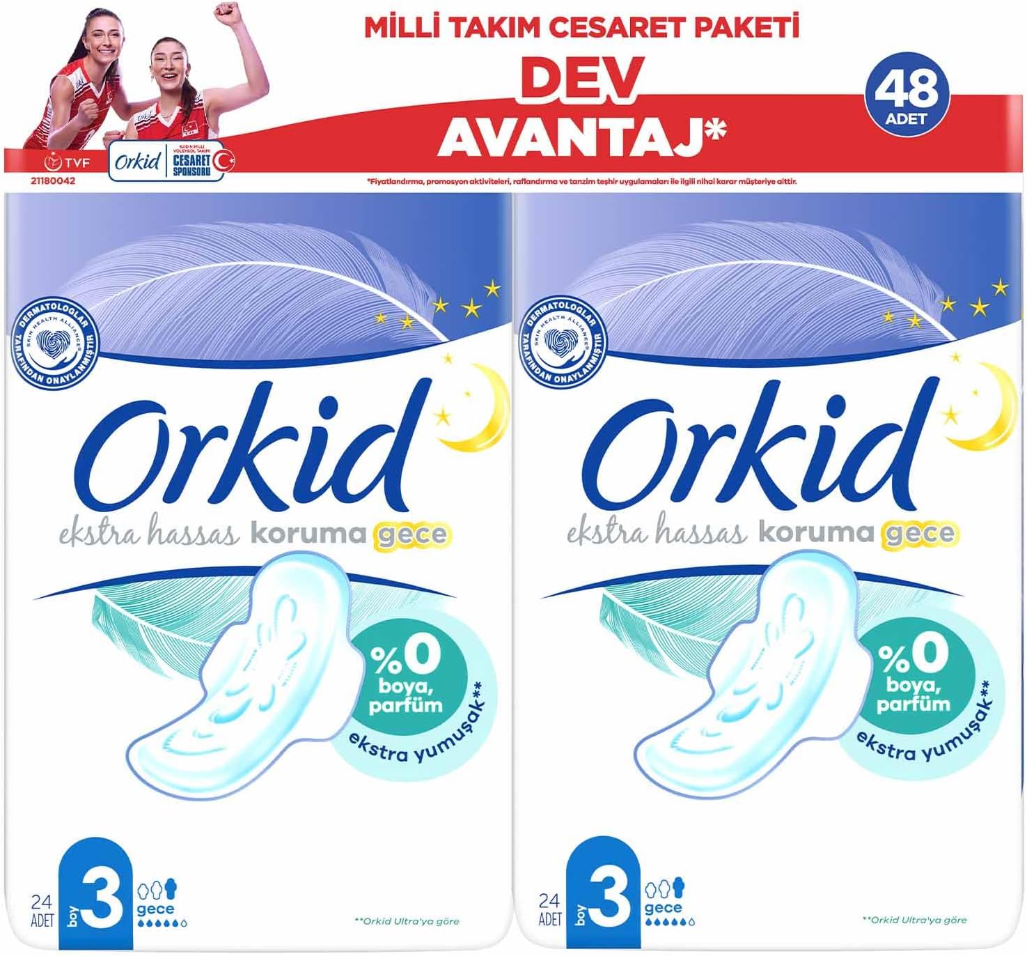 Orkid Ekstra Hassas Cesaret Paketi Gece 48li Yeni