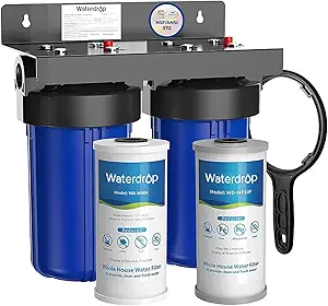 Waterdrop Whole House Water Filter System, 5-Stage Filtration, Reduces Iron, Manganese, Lead, Chlorine, Odor, 2-Stage WD-WHF21-FG