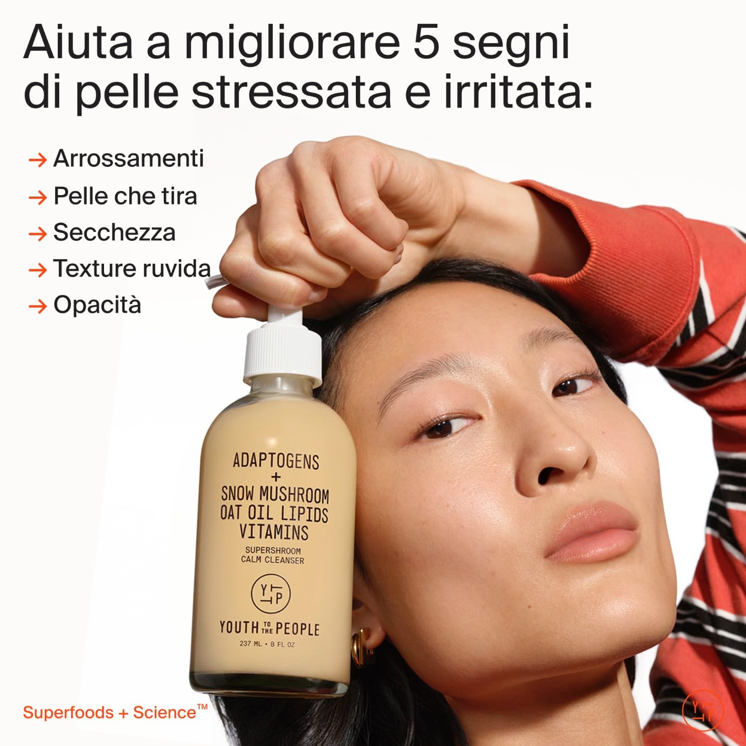 Youth To The People Supershroom Cleanser Detergente Viso Quotidiano, Lenisce le Irritazioni, Nutre la Pelle, Non Comedogenico, Struccante Delicato, Oftalmologicamente Provato
