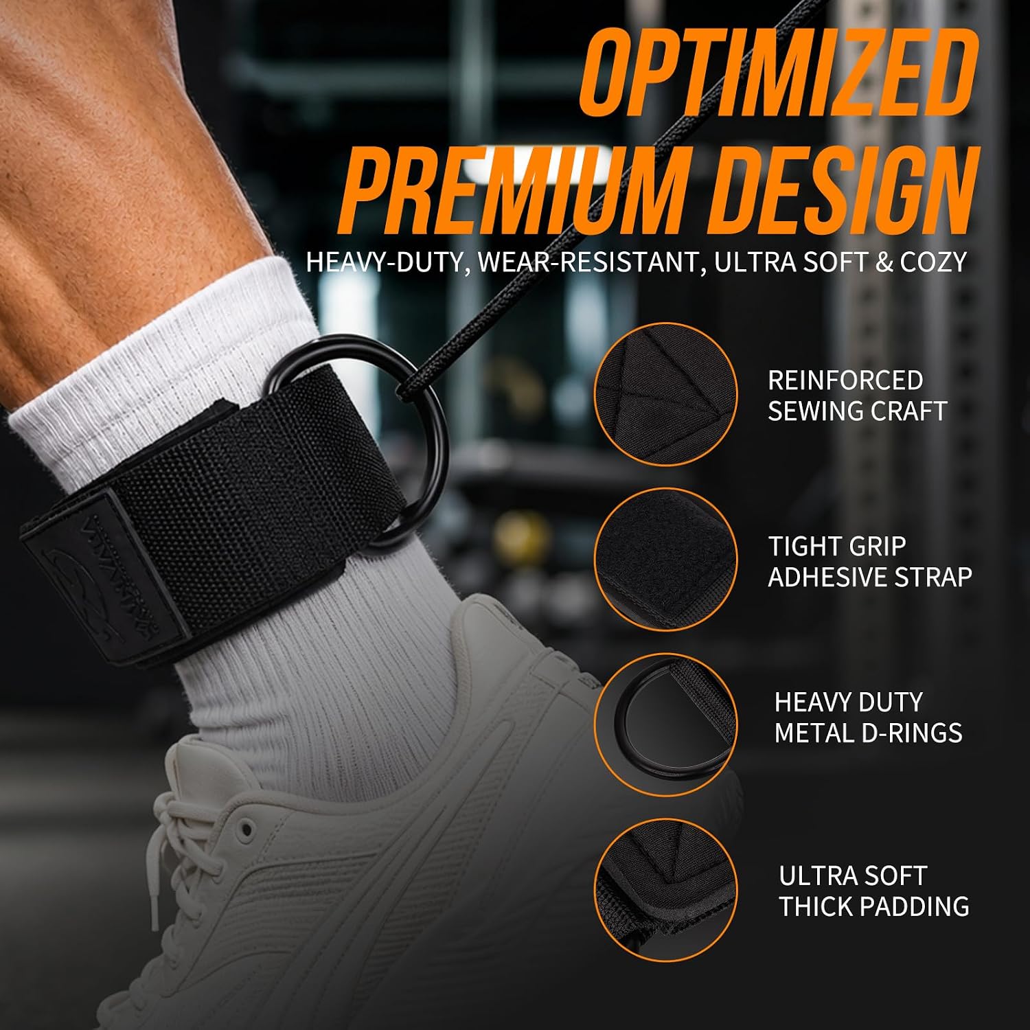 Cable Machine Ankle Straps, Glute Kickbacks, Leg Curls, Pair image 2
