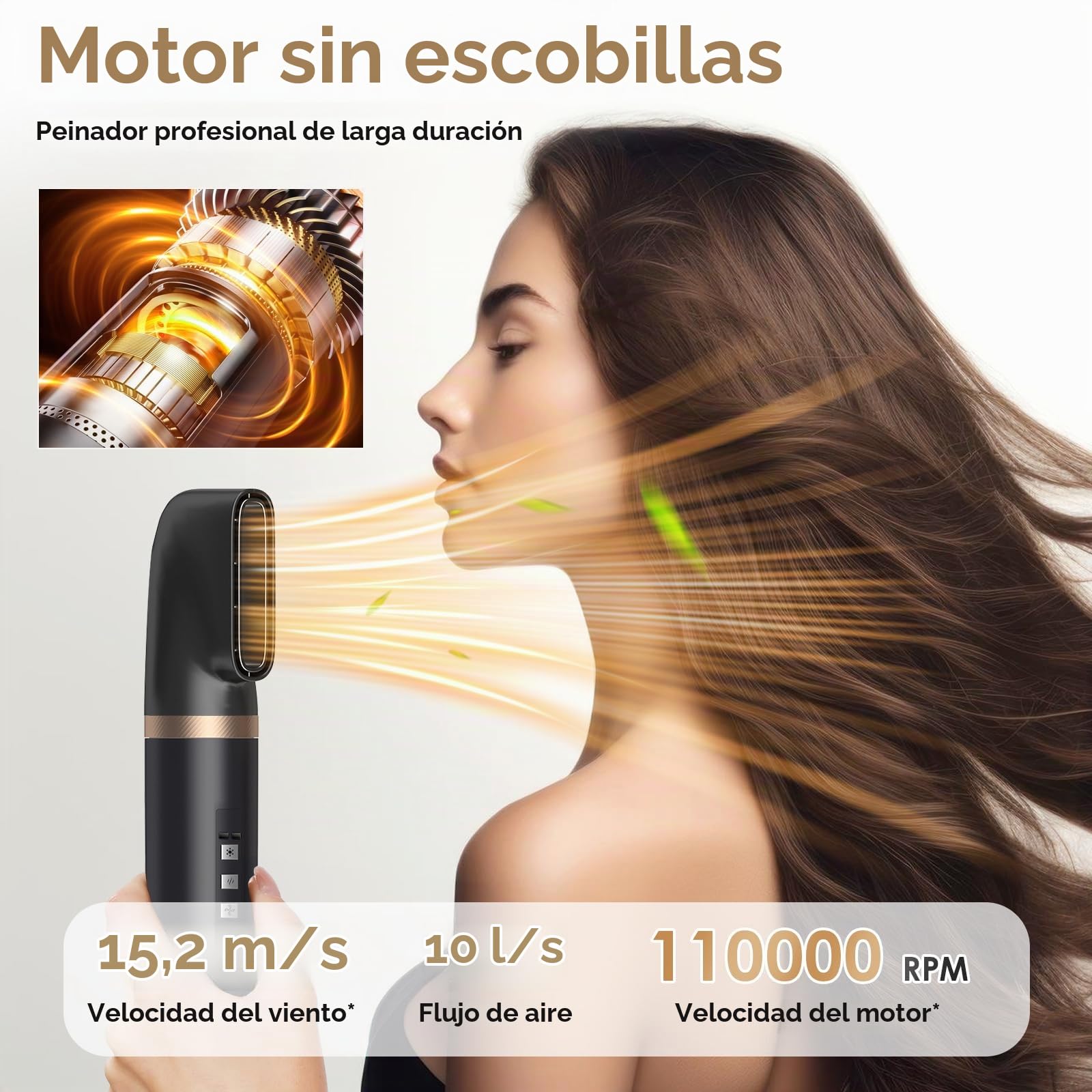 Journeyside Cepillo Secador de Pelo 5 en 1, Air Styler 1400W Cepillo de Aire Caliente Multifunción, Secador de Pelo Alta Velocidad Hairstyler 3 Temperatura&3 Velocidade para Volumen, Alisa, Seco
