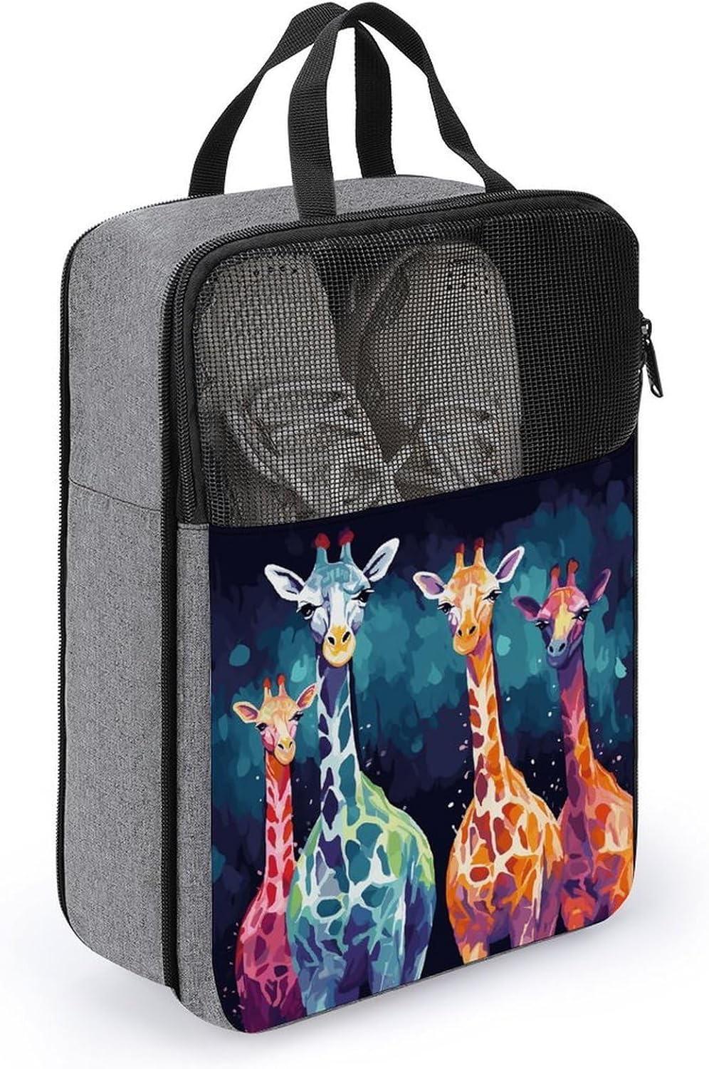 Colorful Giraffe Fans Lovers Shoe Bag For Travel Double Zipper Design Shoe Pouchs Space Saving Snowflakes Cloth Shoe Bags Portable Shoes Pouch Carrier Organizer for Home Beach image 3