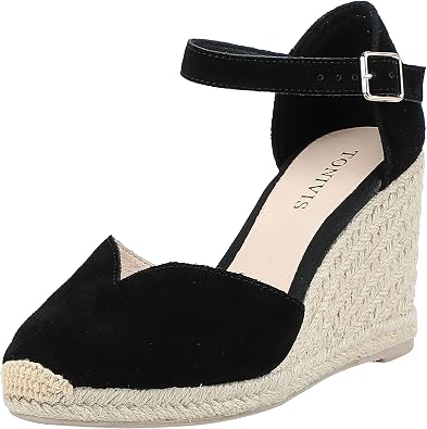 Womens Closed Toe Espadrille Wedge Sandals, Ankle Strap