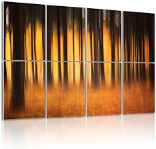 8 Pack Art Acoustic Panels Self Adhesive An abstract forest scene depicted motion blur technique emphasizing 32"x48" Decorative Acoustic Panels Sound Absorbing Wall Art for Studios Office Theaters