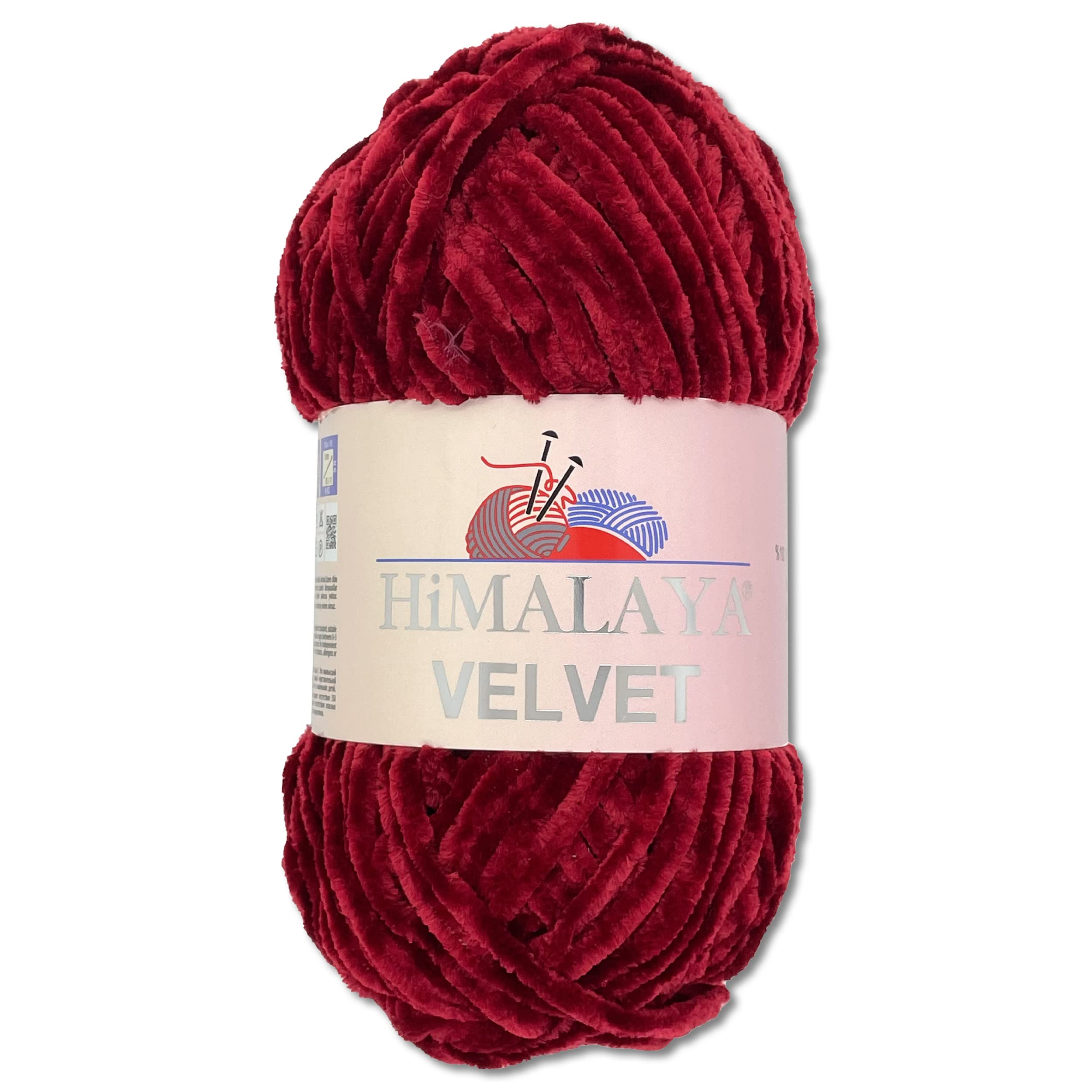 Wohnkult Himalaya 100 g Velvet Dolphin Wool, 40 Colours to Choose From, Chenille Knitting Yarn, Fluffy Yarn, Shiny Accessory, Clothing, Blankets (90022, Cherry Red)