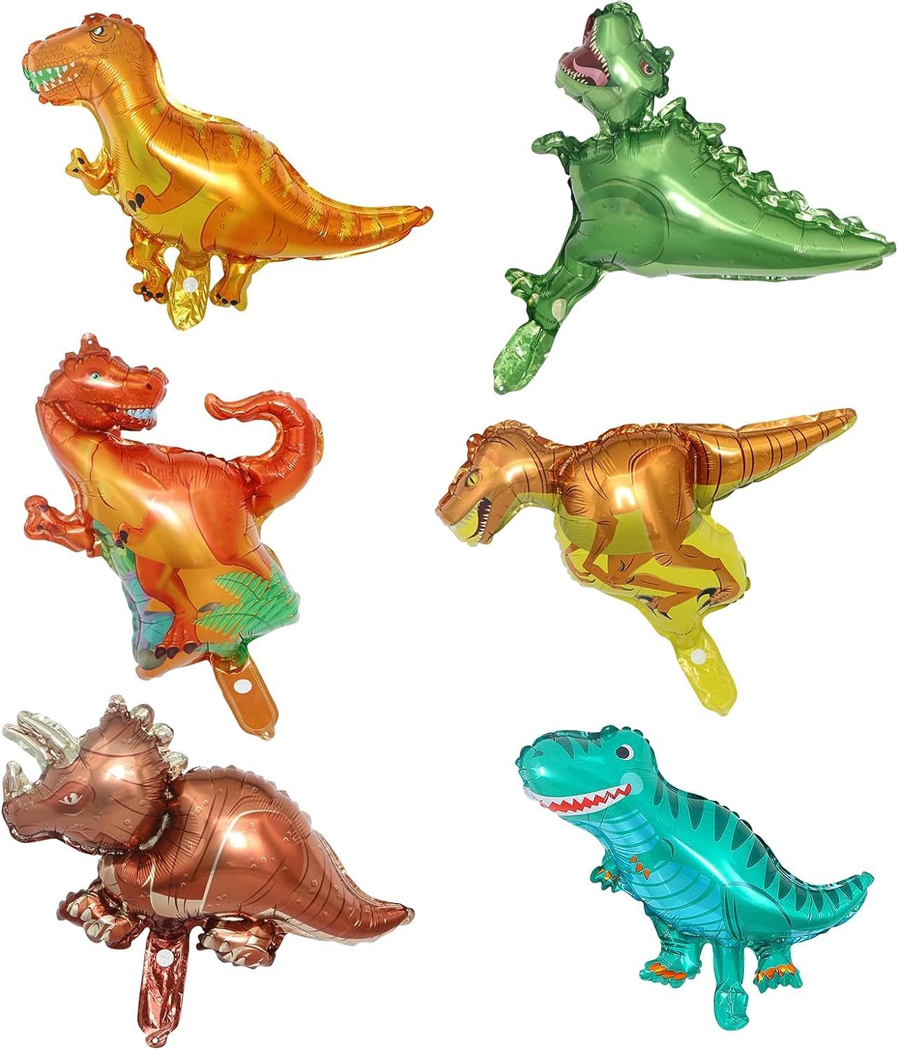 AMFINยฎ (Pack of 6) Dinosaur Mini Foil Balloon, Jungle/Jurassic Park Theme Birthday Party