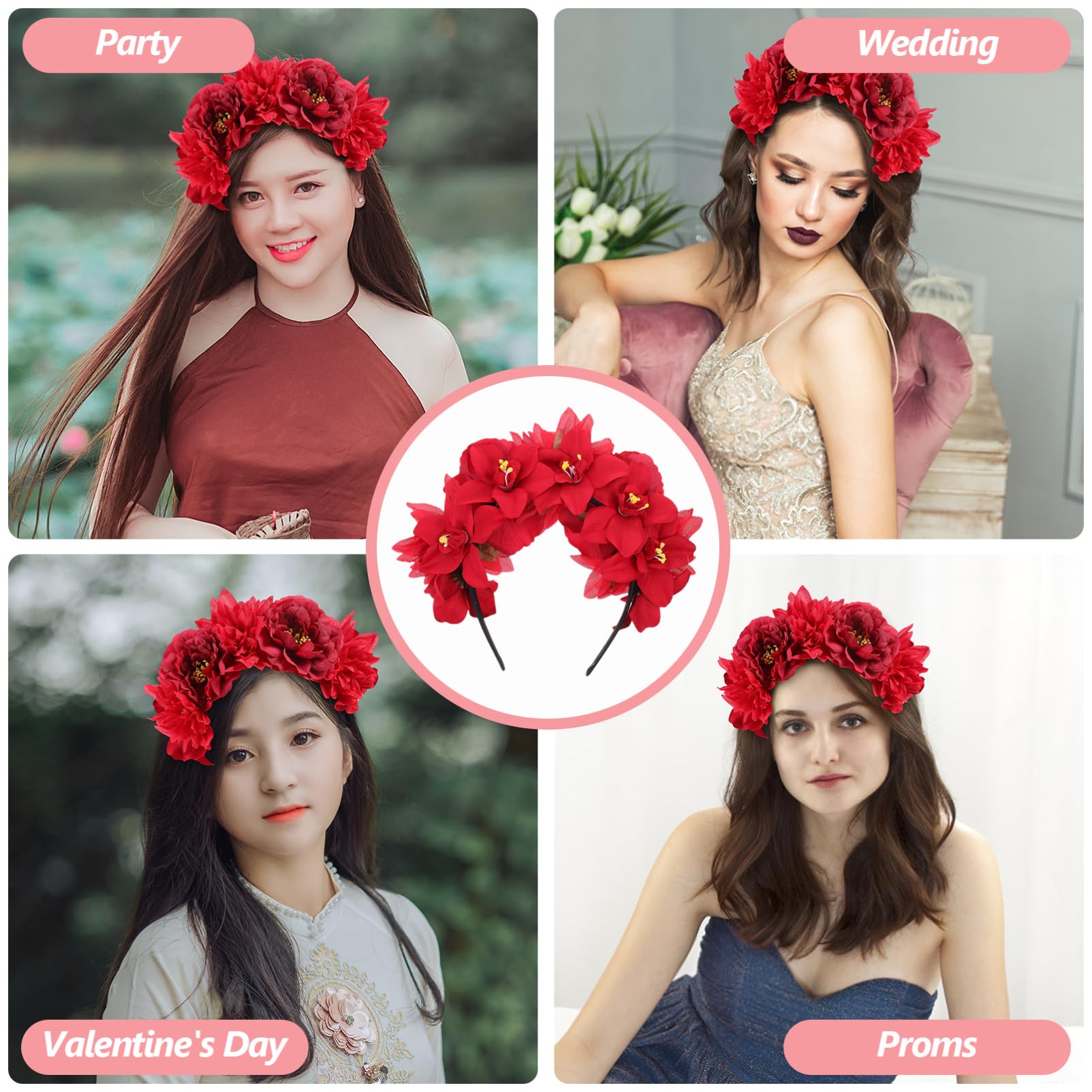 Beavorty 5 Eleganti Cerchietti Con Fiori Di Peonia Per Feste E Occasioni Speciali