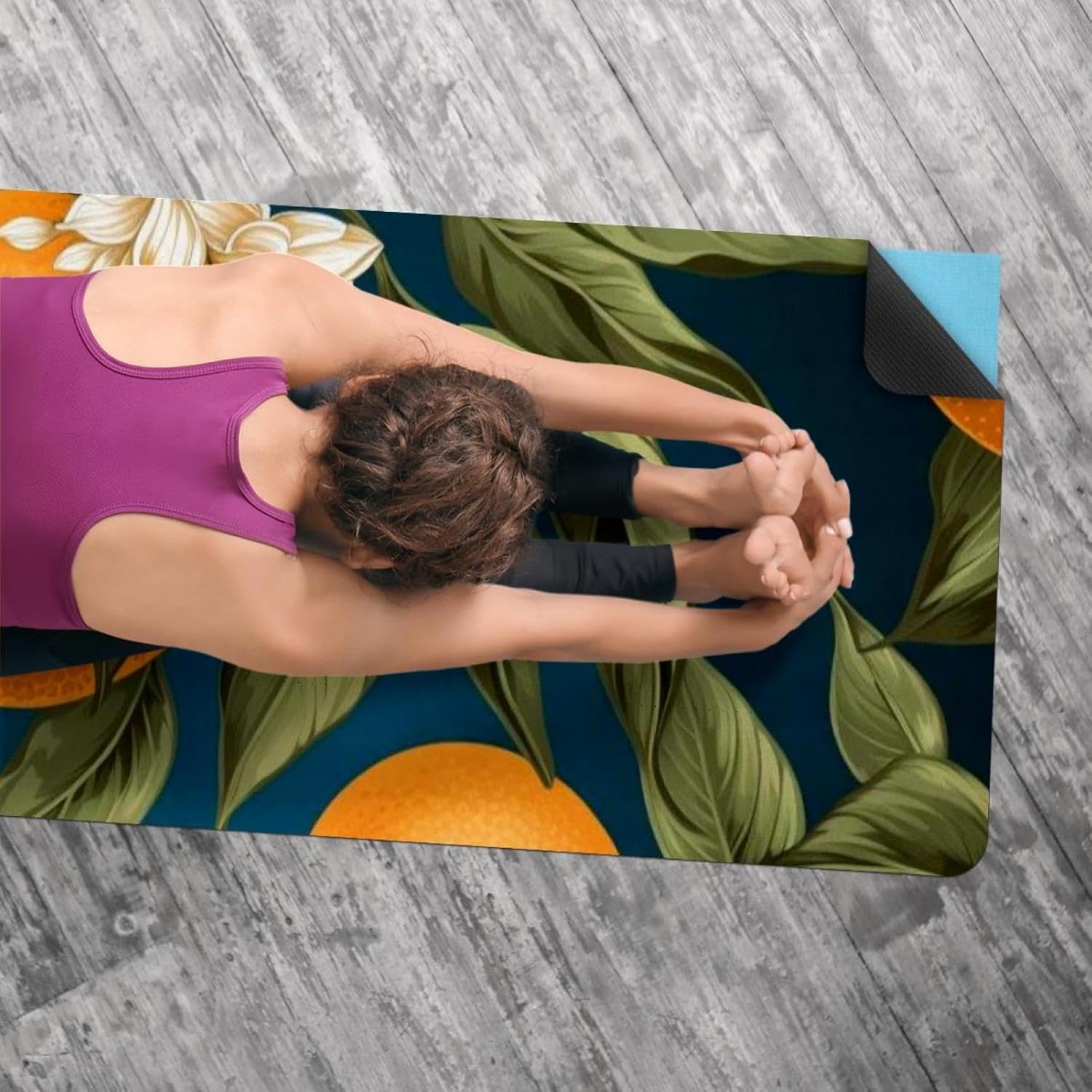 Yoga Towel, Orange Pattern Non Slip Sweat Absorbent Hot Yoga Mat Towel for Hot Yoga, Pilates and Fitness - 72.8" x 26.8"