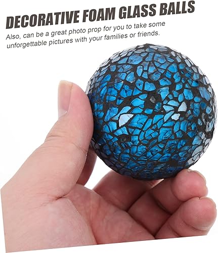 Miniatura 2 de Holibanna 9 piezas de bola de vidrio agrietado decoración de mesa de boda adorno para mesa de espejo redondo moderno orbes decorativos mosaico