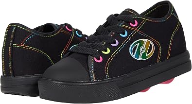 HEELYS Girls Classic X2 Little Kid/Big Kid/Adult Black/Rainbow Logo 1 Little Kid M