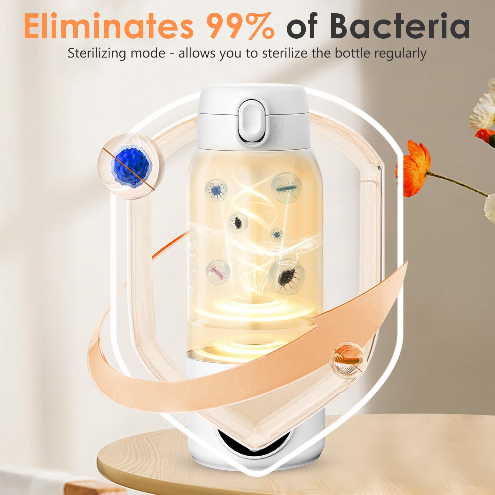 Scaldabiberon Elettrico Portatile,Scalda Biberon Neonato Senza Fili 500ml, Scaldabiberon da Viaggio per Latte e Acqua, Riscaldamento Veloce, Temperatura Regolabile, Ricarica USB, Senza BPA