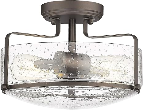 Ceiling Light Fixture with Seeded Glass 