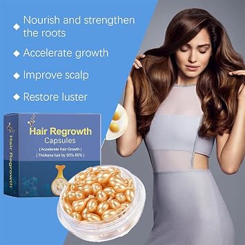 Hair Densityboost Capsules, Hair Serum Capsules, Hair Vitamin Serum Oil Capsules, Hair Regrowth Capsules, Hair Treatment Serum Capsules for Frizzy and Damaged Hair (1 Box)