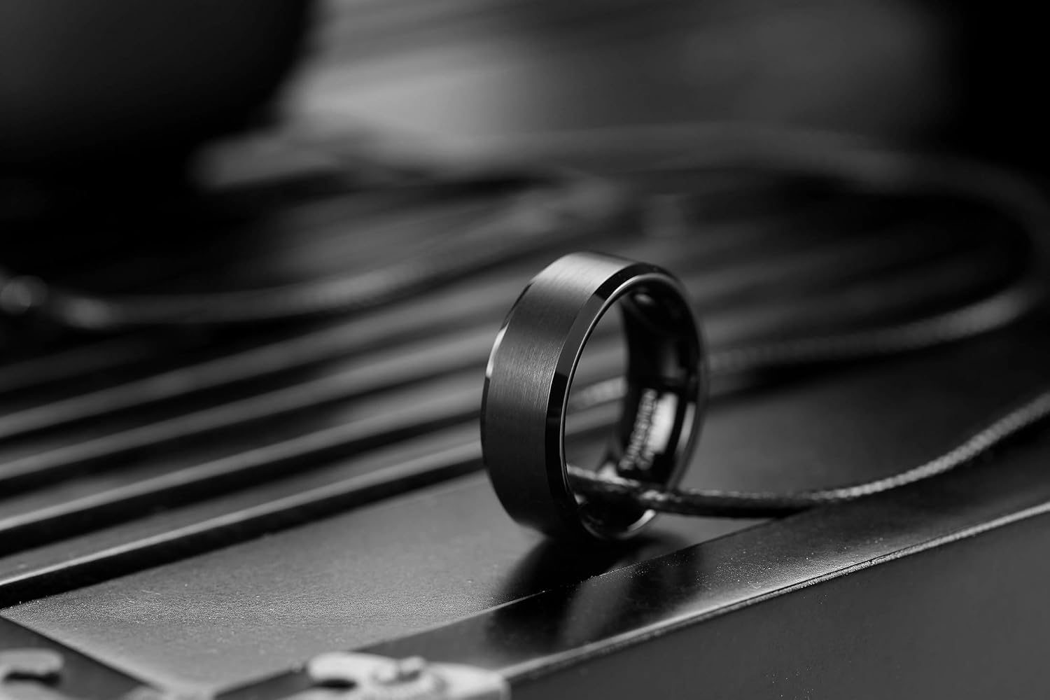 LerchPhi Engraved Custom Tungsten Rings For Men Wedding Band Personalized Titanium Promise Ring for Him Black/Red/Green/Purple/Blue Beveled Edge Szie 6 to 16