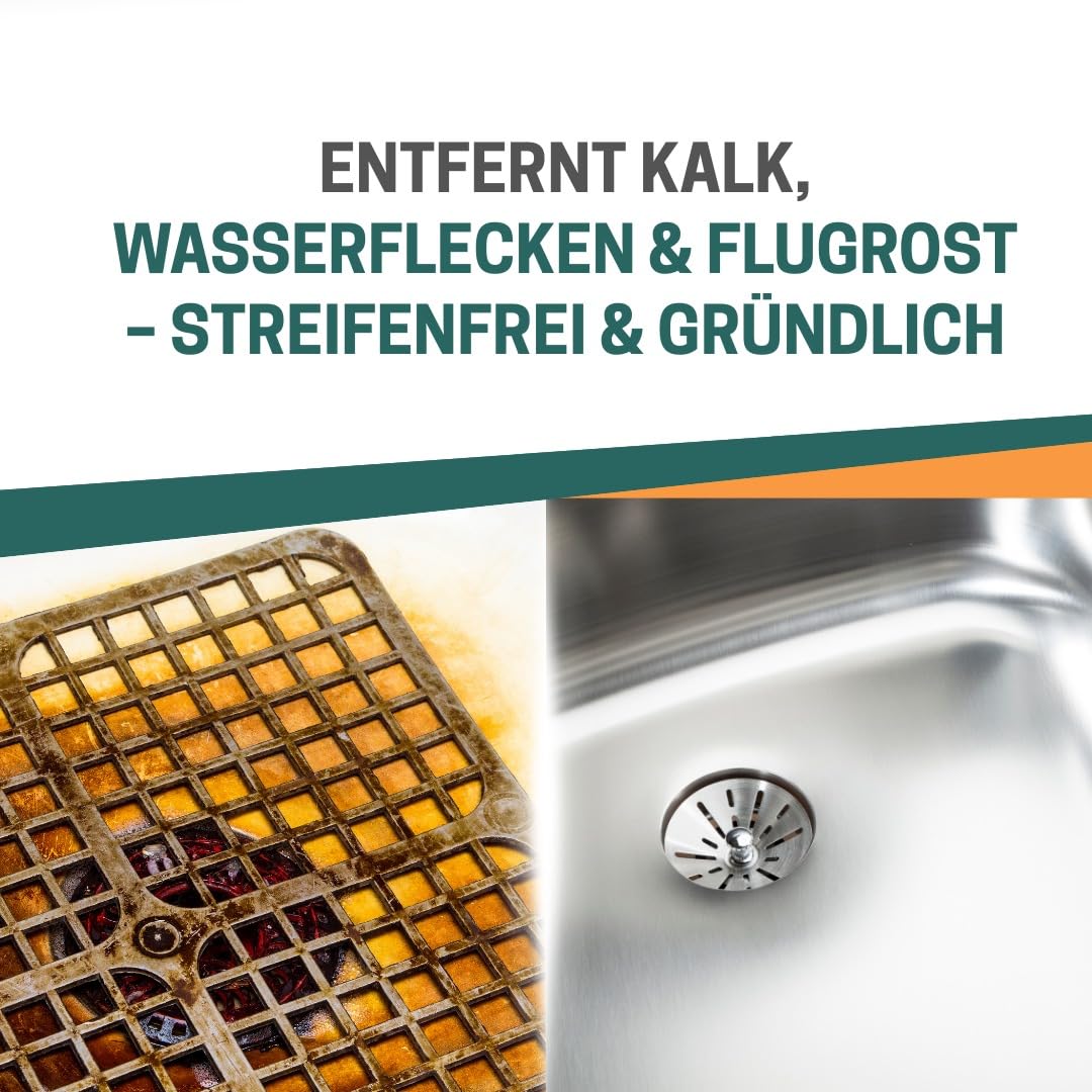INOX® Edelstahlreiniger 2x10L – Edelstahl Reiniger & Politur für Küche, Spüle & Haushalt – Hochwirksame Edelstahlpflege für glänzende Oberflächen