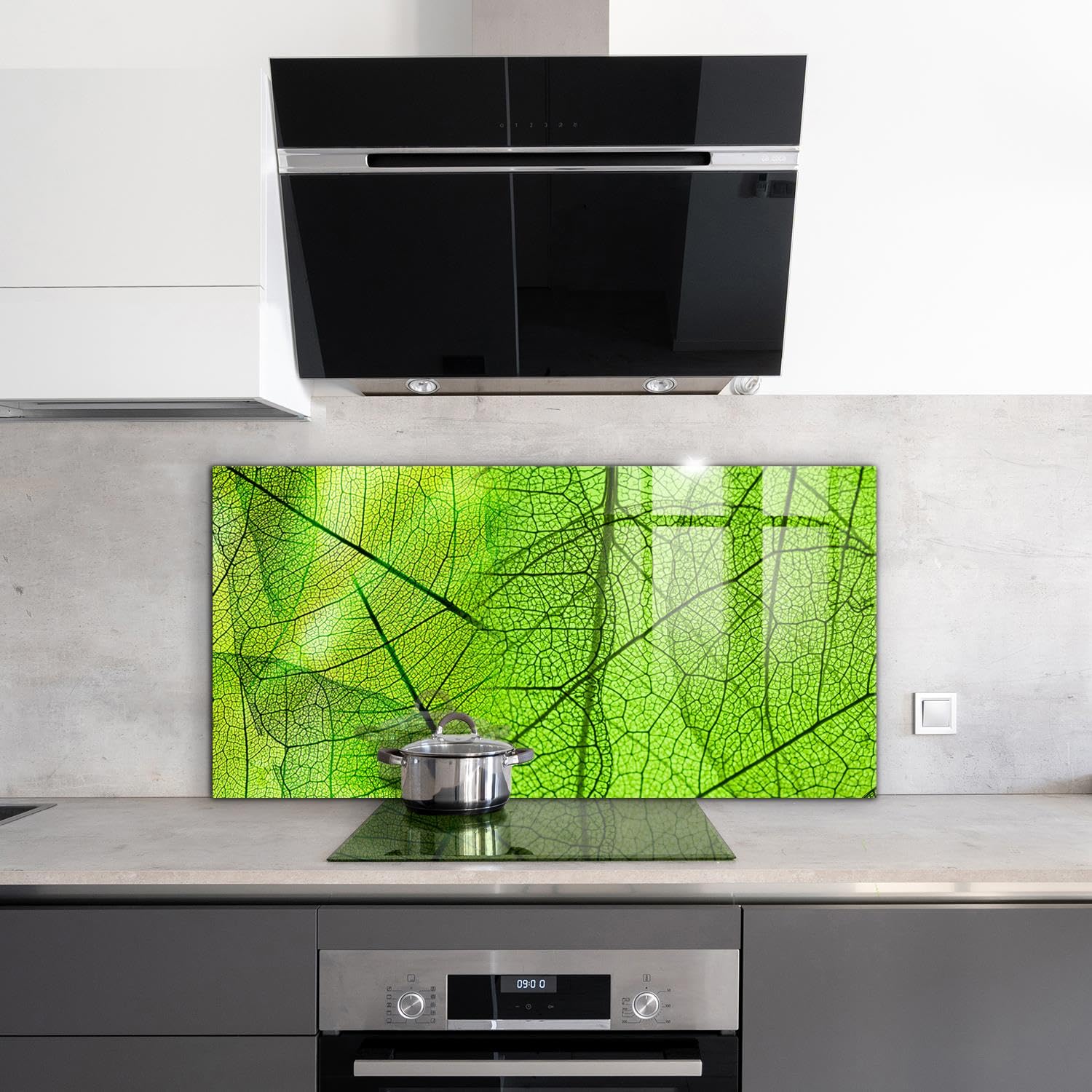 Wallfluent 100x50 cm Pannello Cucina Decorazione Murale - Texture di Foglie Verdi