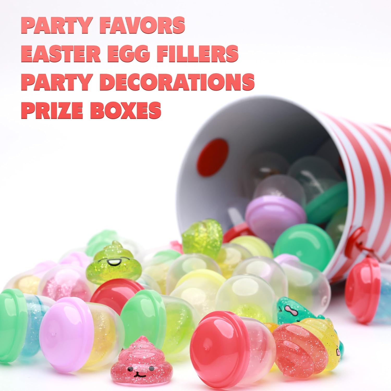 Entervending Unicorn Poop Mini Toys in Capsules - 50 Pcs of 1.1 Inch Acorn Capsule and Unicorn Toy Poop for Kids - Plastic Capsules for Toys Bulk - Vending Machine Refill
