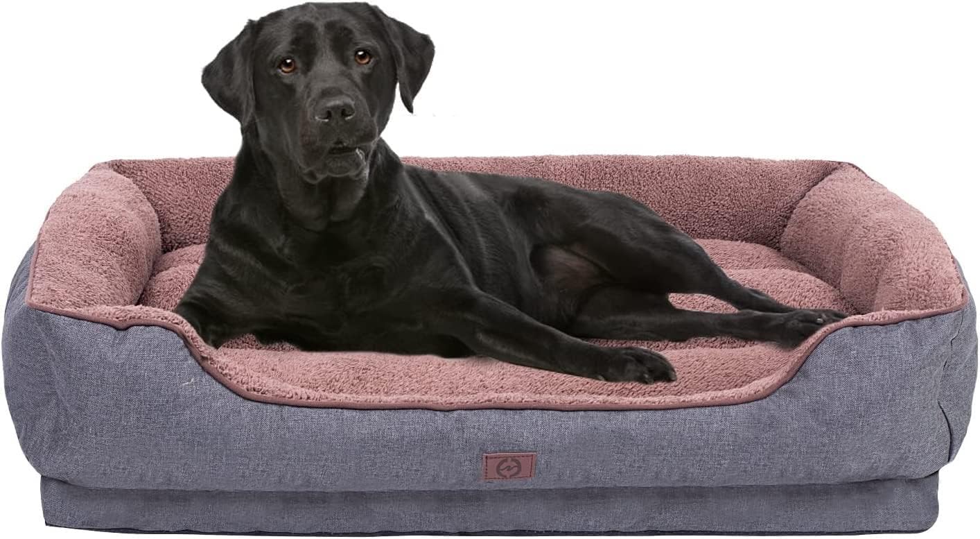 Gomyway Large Dog Bed, Machine Washable Dog Sofa with Double Support and Nonskid Bottom, Dog Beds for Small, Medium, Large Dogs up to…