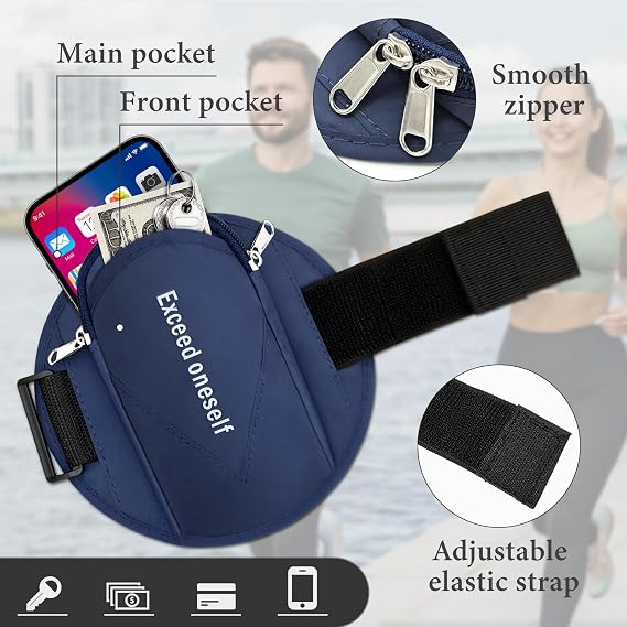 Running Armband, Oxford Cloth Running Phone Holder Light Reflecting Running Accessories with Adjustable Strap, Minimalist Phone Arm Band for Running, Camping, Hiking (blue)