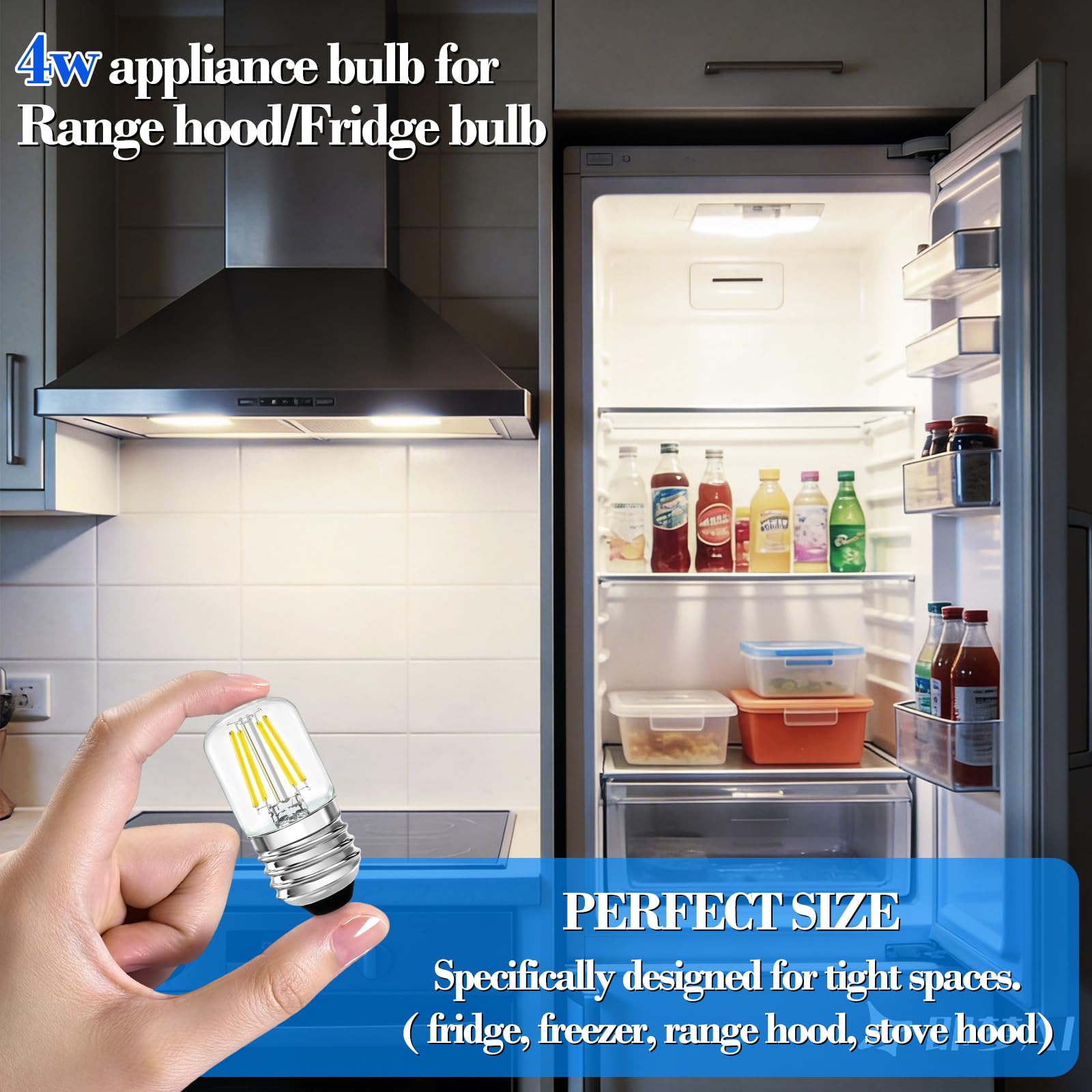 40 watt Appliance Light Bulb 4W Small Light Bulbs for Lamp E26 LED Night Light Bulbs Refrigerator Light — view 4