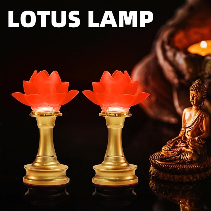 CFSHGLPSF 6.5inch 1 Pair-7 Color LED Lotus Flower Lamp - Lotus Buddhist Lamp Lights, Buddha Lamp Light with Adjustable Switch for Buddhist Occasions, Supplies Meditation photo 5