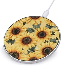 Tender Yellow Sunflowers Fast Portable Charger 10W Funny Graphic Phone Charging Pad with USB Cable