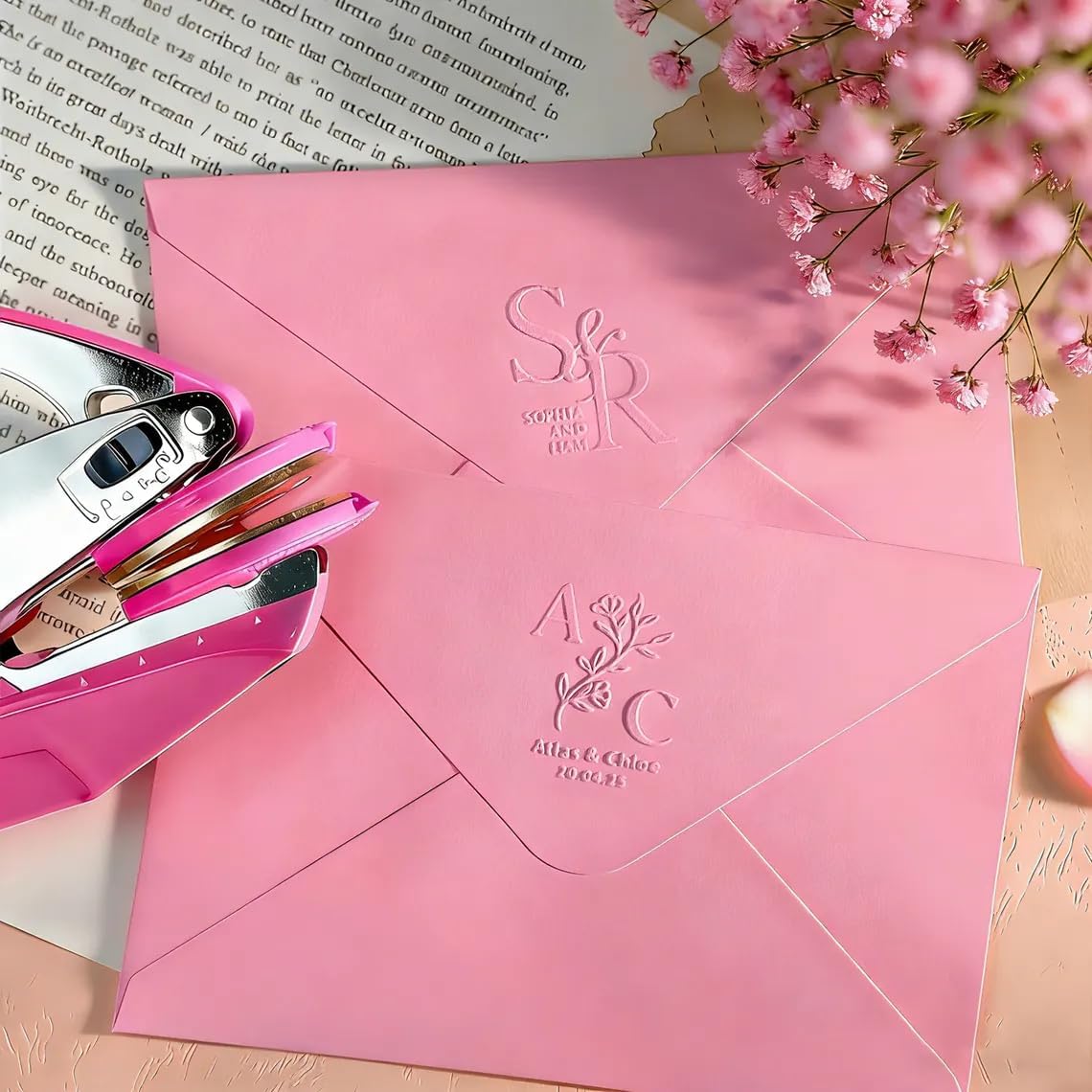Custom Wedding Embosser for Invitations - Monogram Embosser, Custom Invitation Seal, Family Name Book Embosser, Heavy Duty