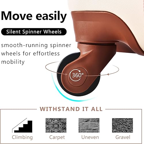 Miniatura 8 de Merax 3 piezas expandible Abs Hardshell Equipaje Sets Spinner Wheel Maleta TSA Lock Suit Case, Marfil marrón, Merax 3 piezas expandible Abs